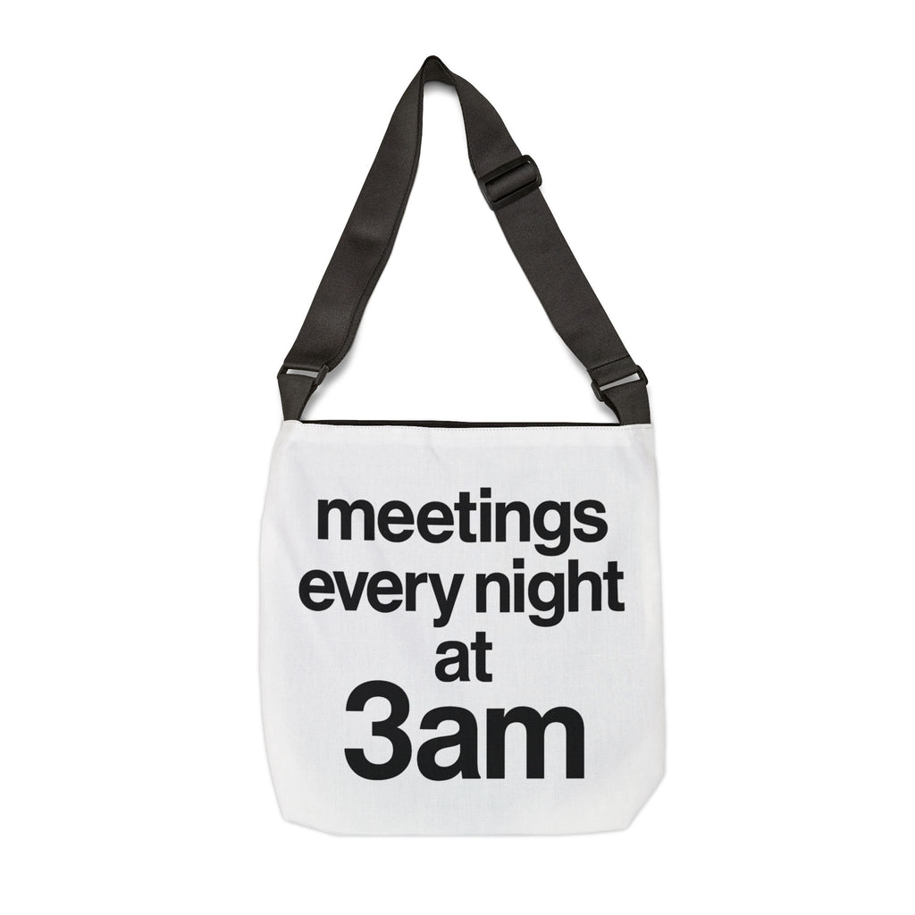 Adjustable Overthinking Club Meetings Every Night At 3AM Tote Bag | Personalization possible | Multiple Sizes
