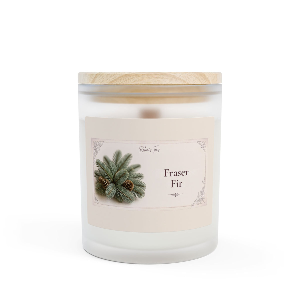 Vanilla Frosted Glass Candle — 11oz Scented Soy Candle with Wooden Lid