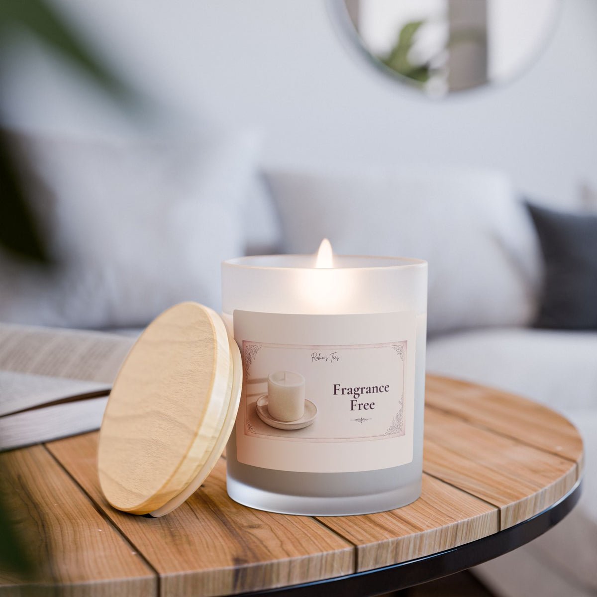 Vanilla Frosted Glass Candle — 11oz Scented Soy Candle with Wooden Lid