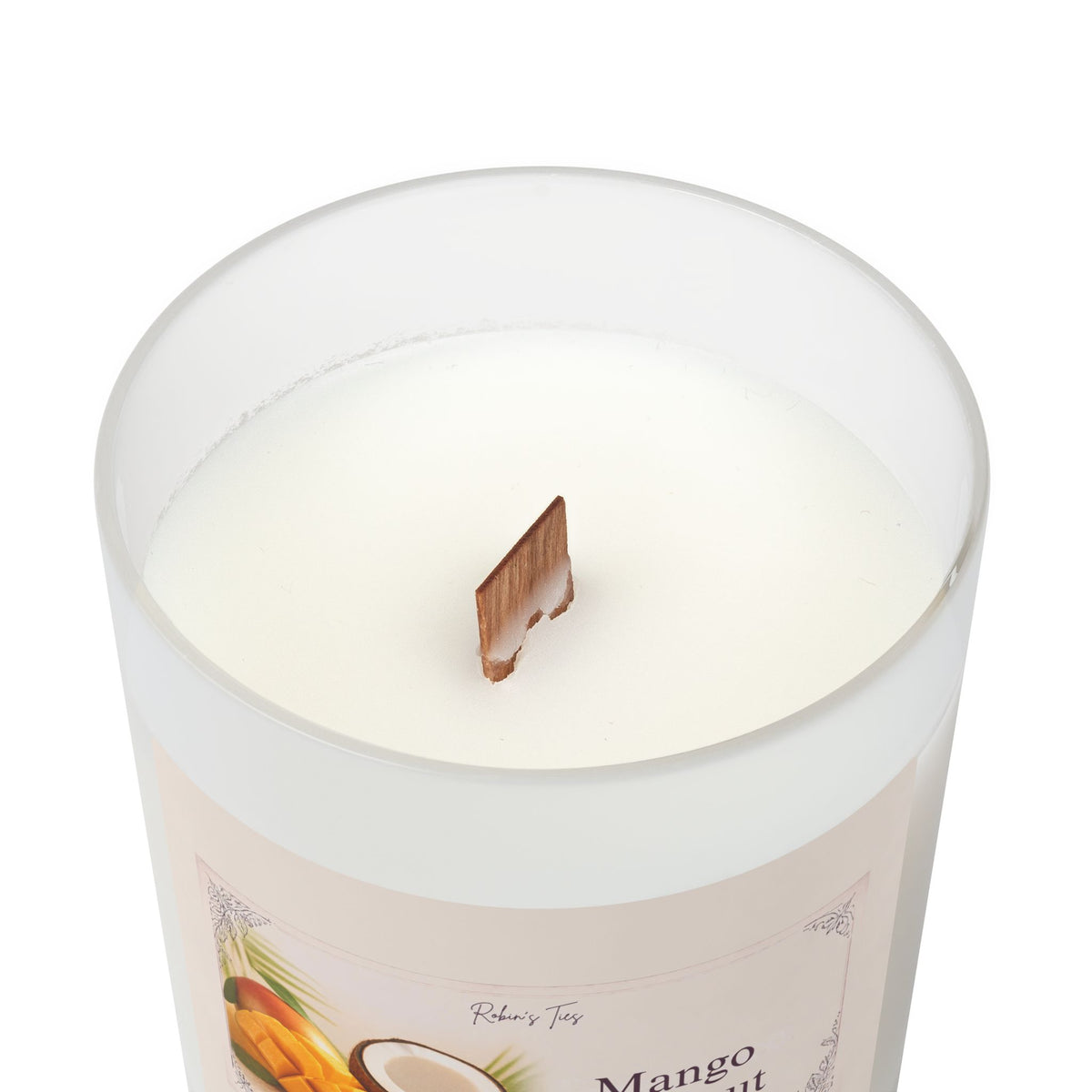 Vanilla Frosted Glass Candle — 11oz Scented Soy Candle with Wooden Lid