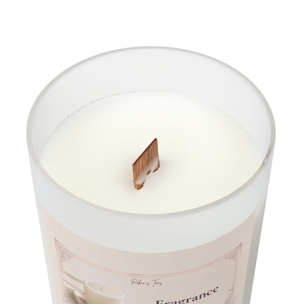 Vanilla Frosted Glass Candle — 11oz Scented Soy Candle with Wooden Lid
