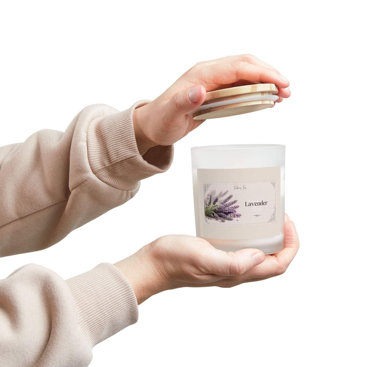 Vanilla Frosted Glass Candle — 11oz Scented Soy Candle with Wooden Lid