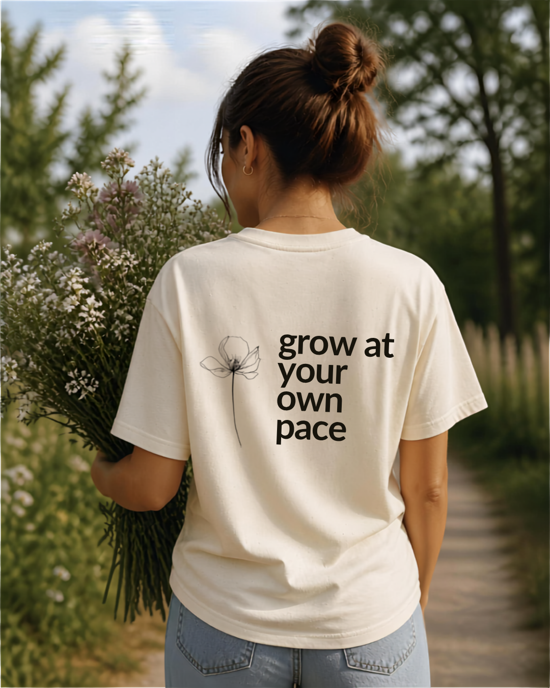 Grow At Your Own Pace T-Shirt with back print | Multiple Colors