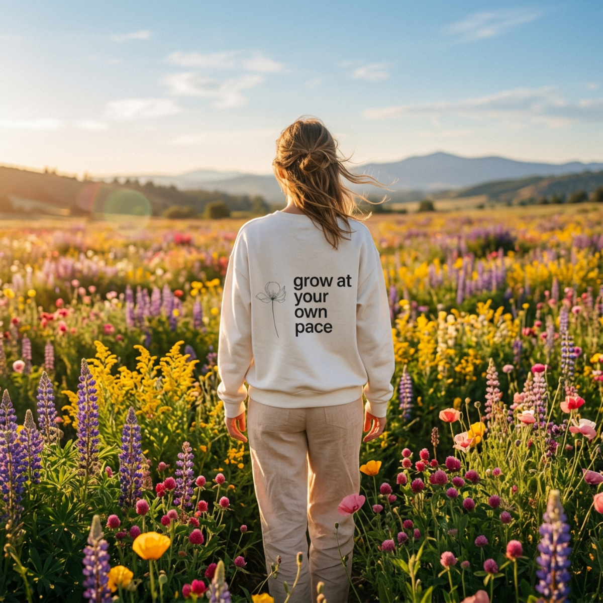 Grow At Your Own Pace Sweatshirt with back print | Multiple Colors