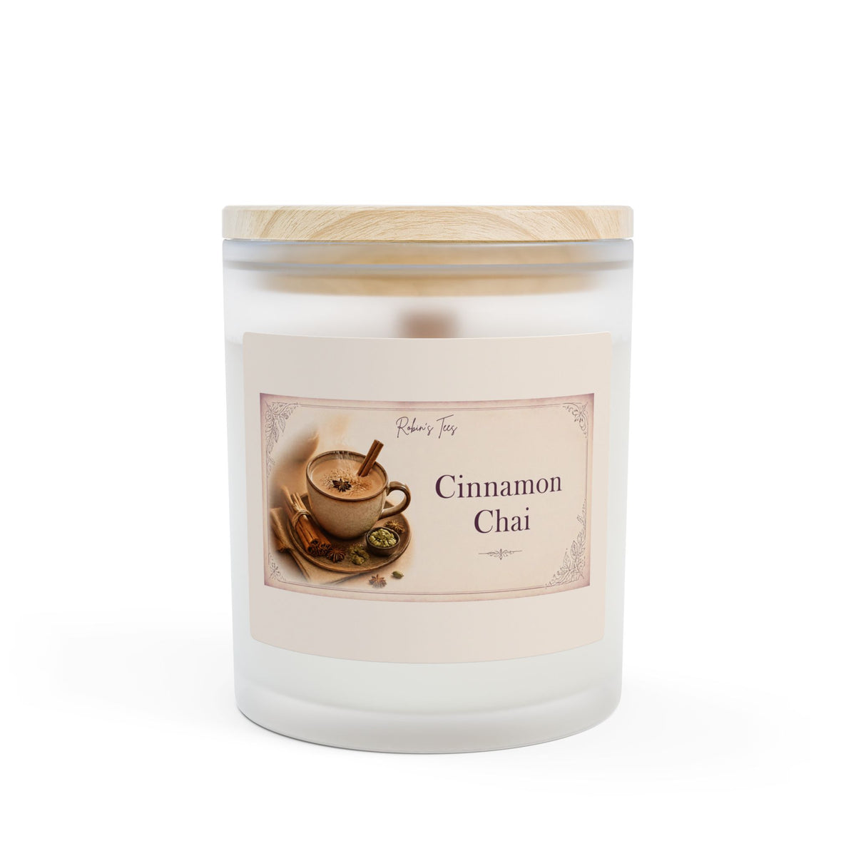 Vanilla Frosted Glass Candle — 11oz Scented Soy Candle with Wooden Lid