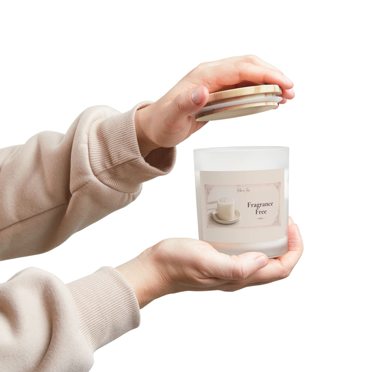 Vanilla Frosted Glass Candle — 11oz Scented Soy Candle with Wooden Lid