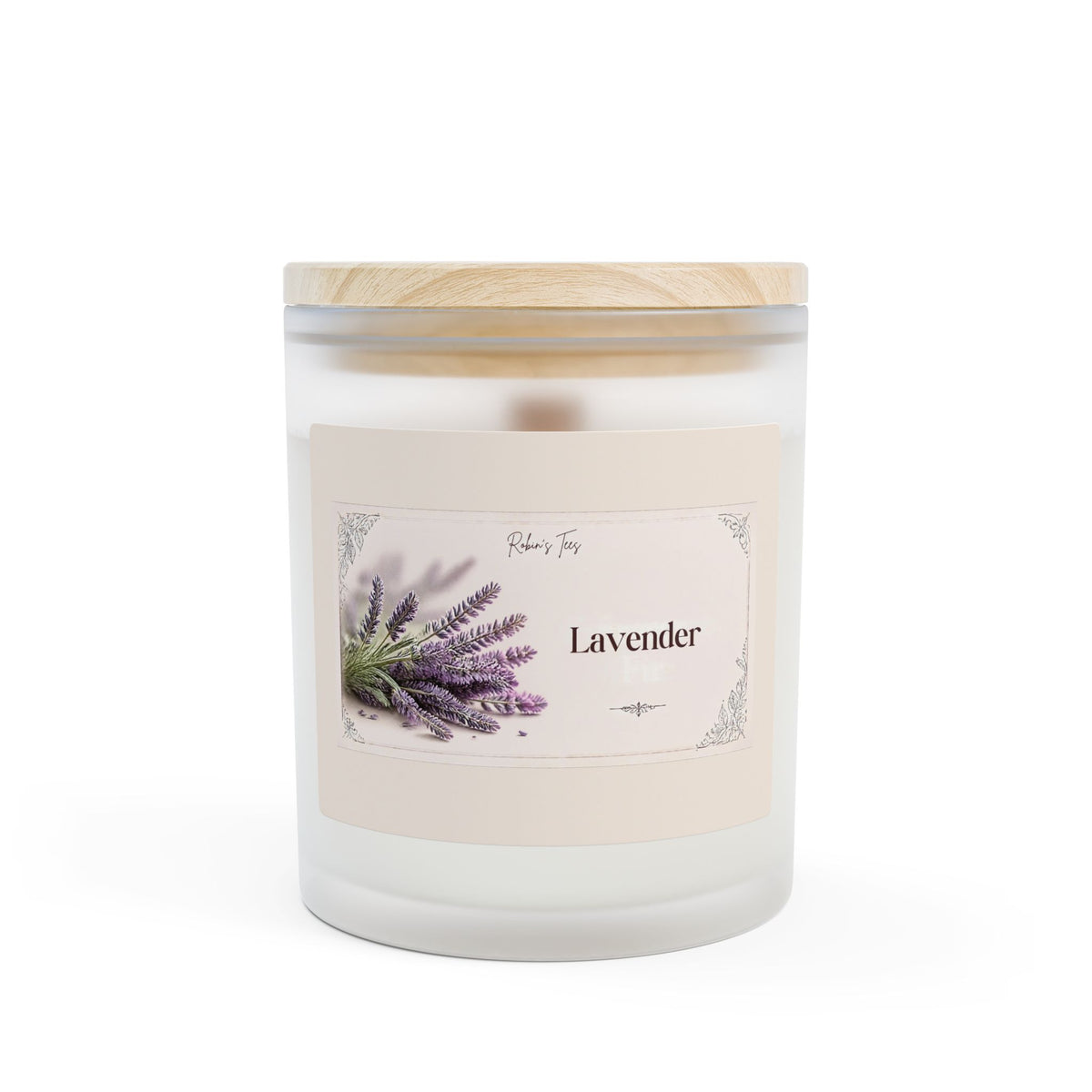 Vanilla Frosted Glass Candle — 11oz Scented Soy Candle with Wooden Lid