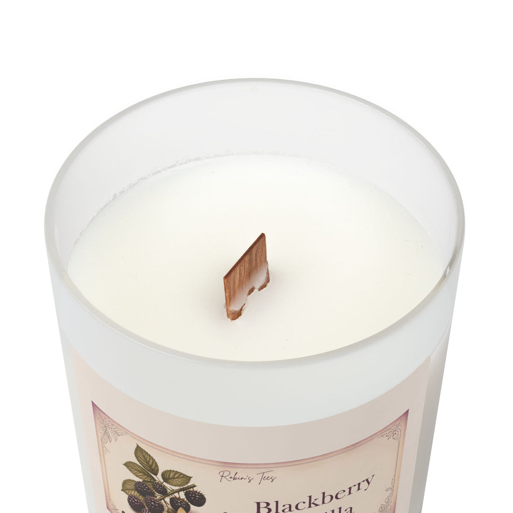 Vanilla Frosted Glass Candle — 11oz Scented Soy Candle with Wooden Lid